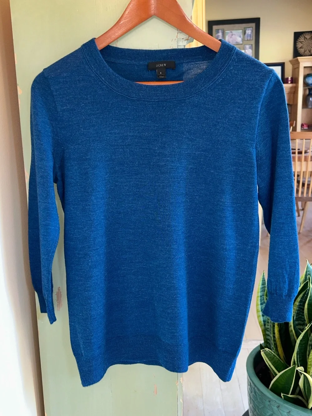 J. Crew Tippi 3/4 Length Sleeve Merino Wool Sweater in Aegean Sea Blue Small